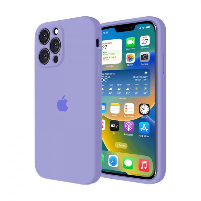 Husa din Silicon cu Protectie Camera pentru iPhone 14 Pro Max, Lila [1]
