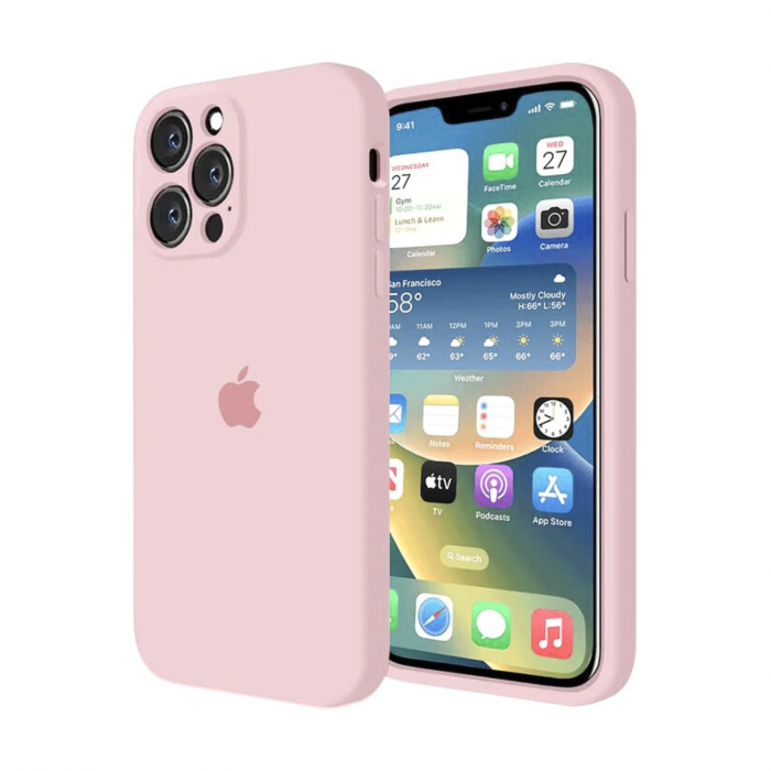 Husa din Silicon cu Protectie Camera pentru iPhone 14 Pro, Nude Pink [1]