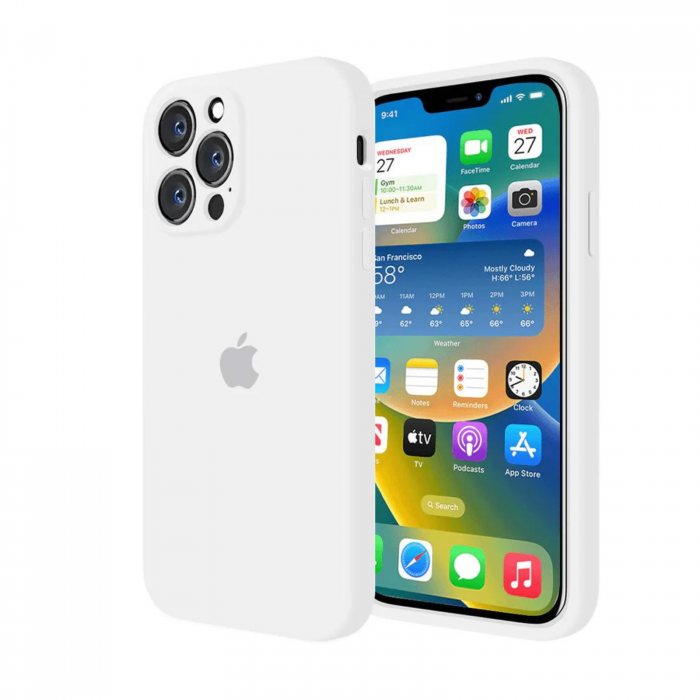 Husa din Silicon cu Protectie Camera pentru iPhone 15, White [1]