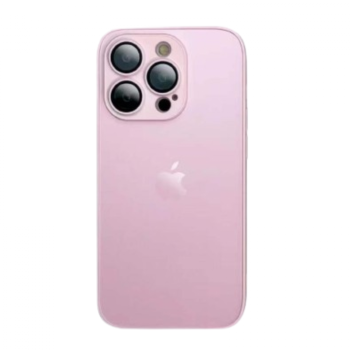 Husa din Sticla si Silicon cu Protectie Lentile Camera pentru iPhone 12 Pro, Pink-Mat [1]