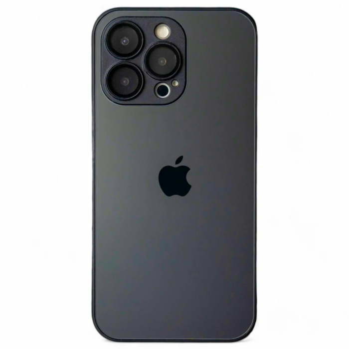Husa pentru iPhone 16, Sticla si Silicon cu Protectie Lentile Camera, Negru Grafit - Mat [1]