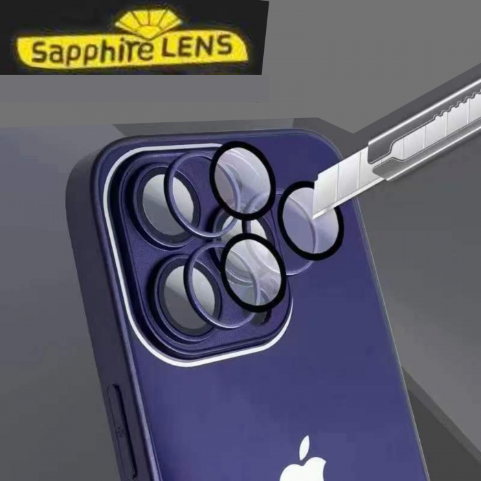 Husa din Sticla si Silicon cu Protectie Lentile Camera pentru iPhone 14 Pro Max, Navy Blue-Mat [9]