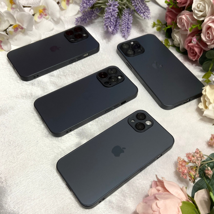 Husa pentru iPhone 16, Sticla si Silicon cu Protectie Lentile Camera, Negru Grafit - Mat [5]