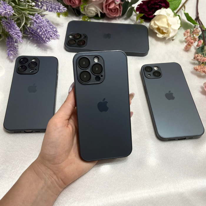 Husa pentru iPhone 14 Plus, AG Glass MagSafe, Sticla si Silicon cu Protectie Lentile Camera, Negru Grafit - Mat [3]