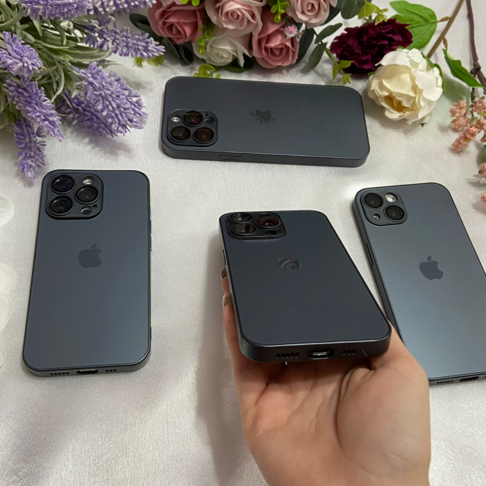 Husa pentru iPhone 14 Plus, AG Glass MagSafe, Sticla si Silicon cu Protectie Lentile Camera, Negru Grafit - Mat [5]