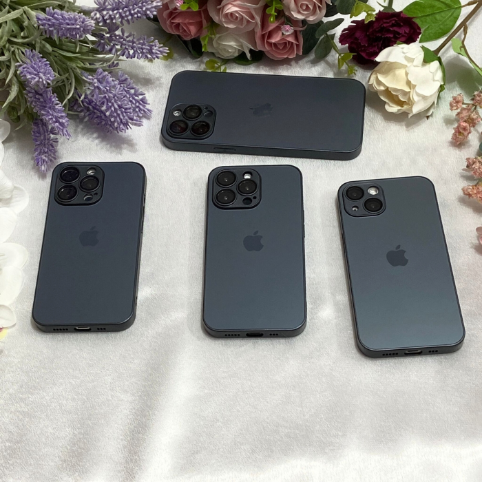 Husa pentru iPhone 16, Sticla si Silicon cu Protectie Lentile Camera, Negru Grafit - Mat [6]
