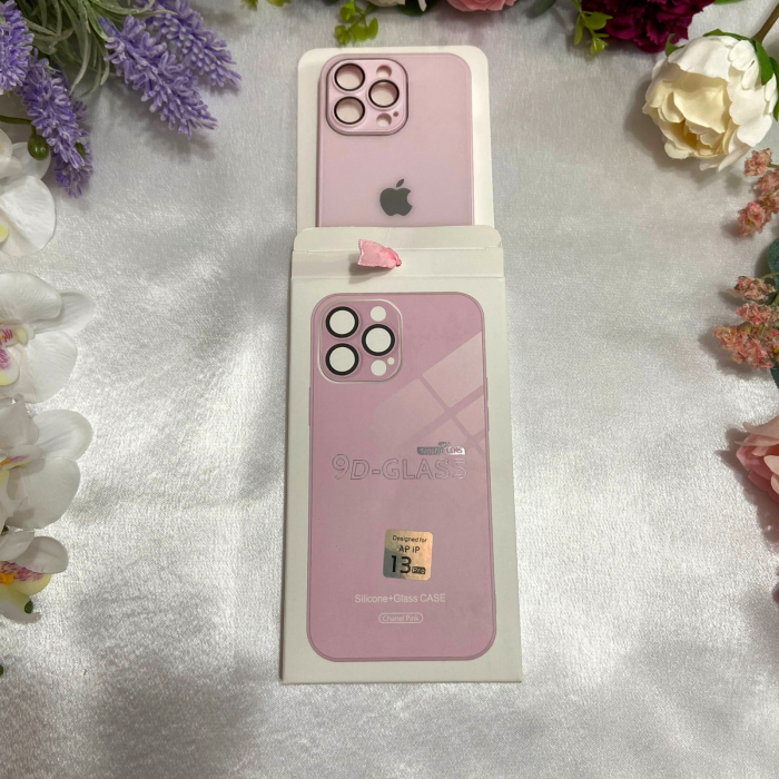 Husa pentru iPhone 15 Pro din Sticla si Silicon cu Protectie Lentile Camera, Pink-Glossy [7]