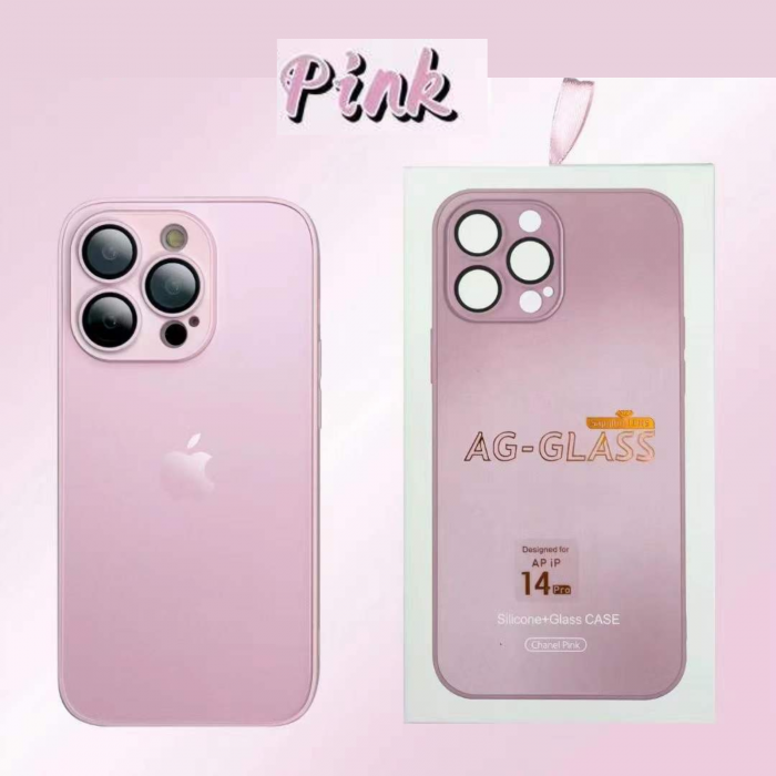 Husa din Sticla si Silicon cu Protectie Lentile Camera pentru iPhone 14 Plus, Pink-Mat [12]