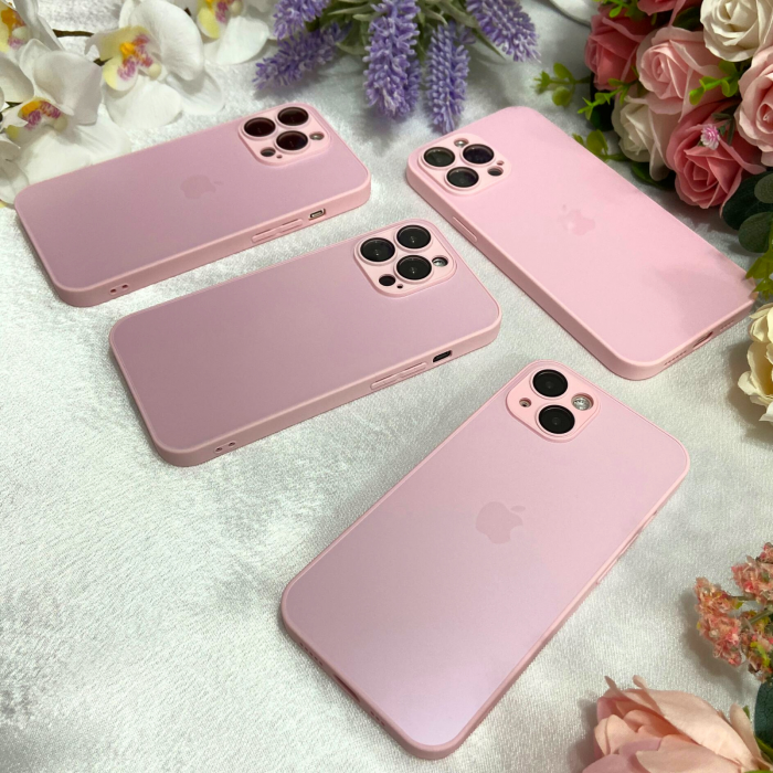 Husa din Sticla si Silicon cu Protectie Lentile Camera pentru iPhone 14 Plus, Pink-Mat [6]