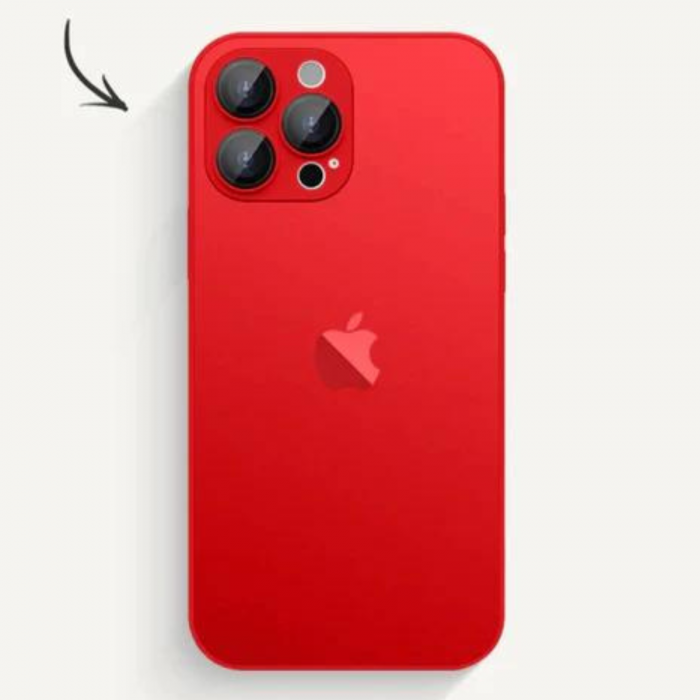 Husa din Sticla si Silicon cu Protectie Lentile Camera pentru iPhone 12, Rosu-Mat [11]