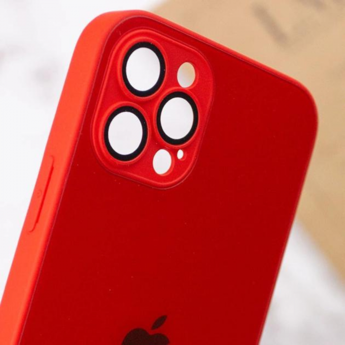 Husa din Sticla si Silicon cu Protectie Lentile Camera pentru iPhone 12 Pro Max, Rosu-Mat [10]