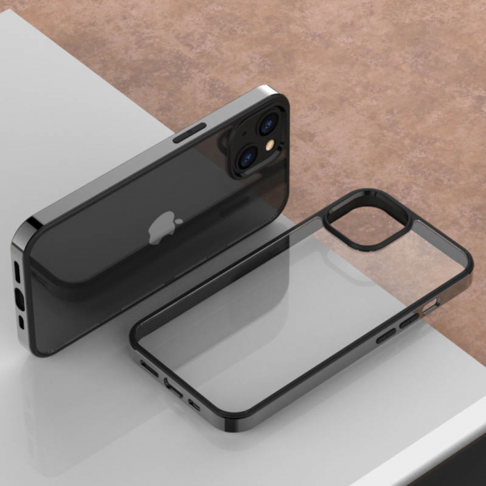 Husa Electroplated Frame pentru iPhone 14 Plus, Black [1]