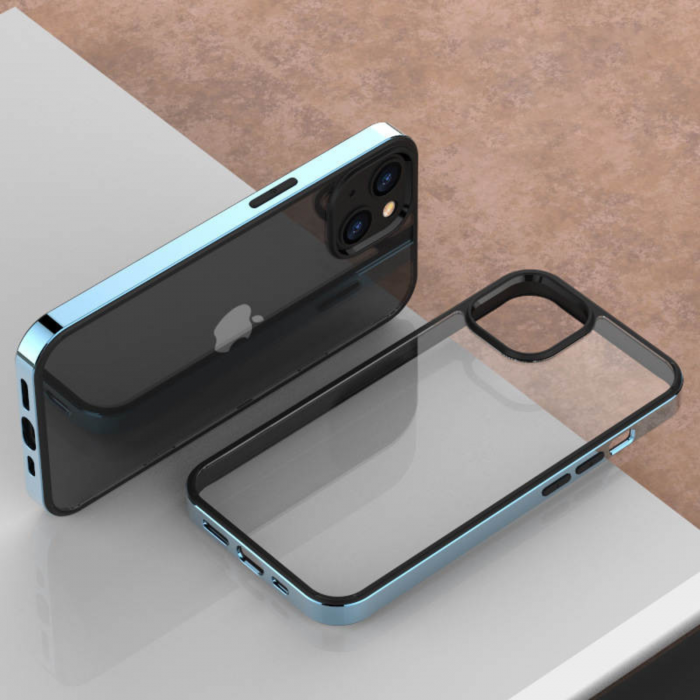 Husa Electroplated Frame pentru iPhone 14 Plus, Sierra Blue [1]