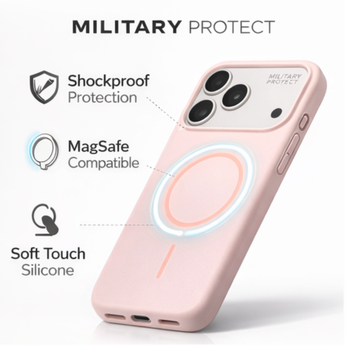 Husa iPhone 16 din Silicon cu Microfibra la Interior si MagSafe, Pink [5]