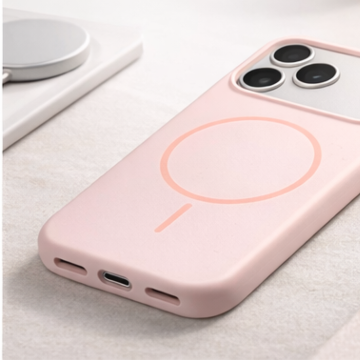 Husa iPhone 15 Pro Max din Silicon cu Microfibra la Interior si MagSafe, Pink [6]