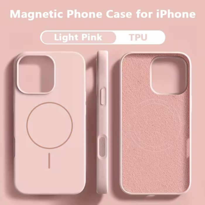 Husa iPhone 12/ 12 Pro din Silicon cu Microfibra la Interior si MagSafe, Pink [10]