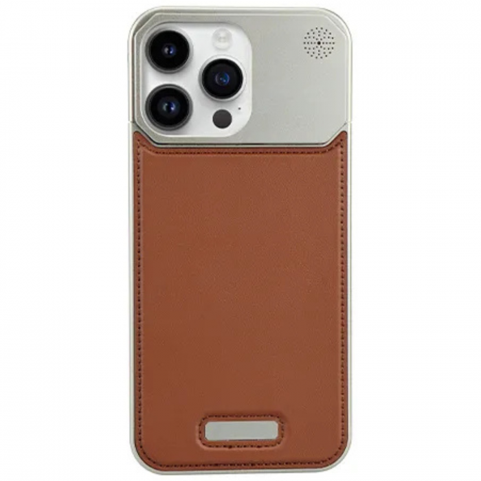 Husa iPhone 14 Pro, Dur Aluminiu si Piele cu MagSafe, Brown [3]