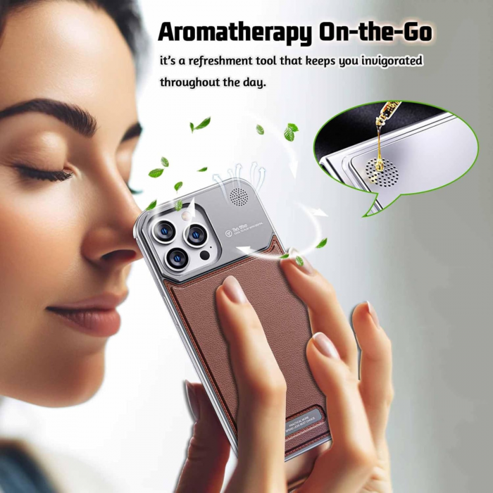 Husa iPhone 14 Pro, Dur Aluminiu si Piele cu MagSafe, Brown [13]