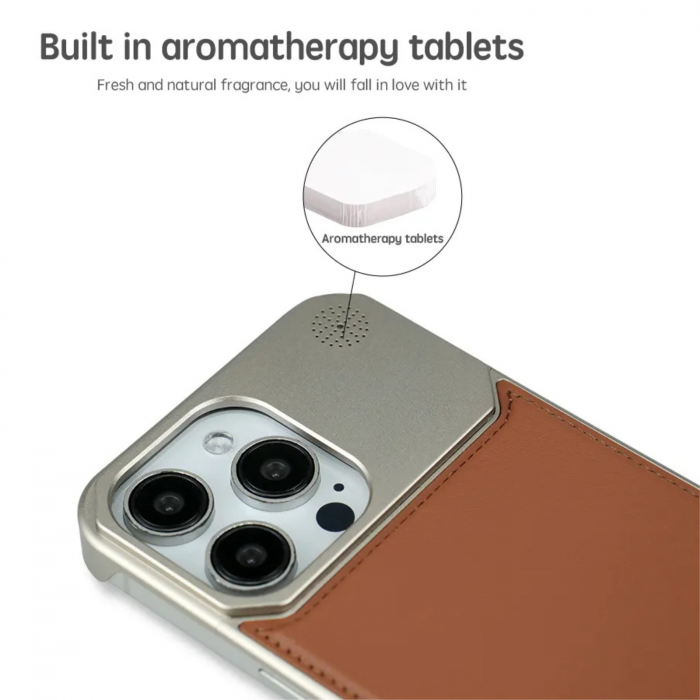 Husa iPhone 16 Pro Max, Dur Aluminiu si Piele cu MagSafe, Brown [10]