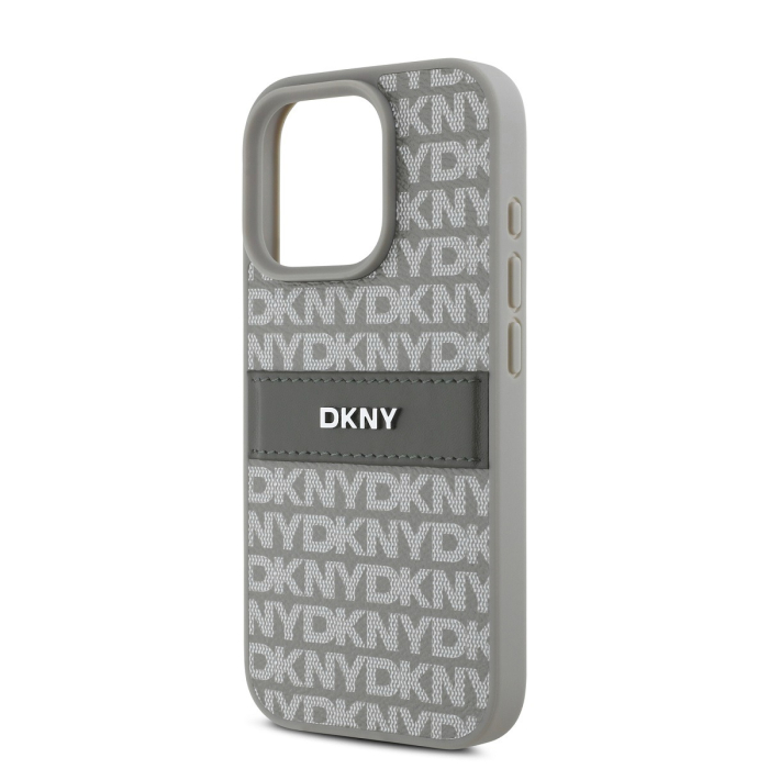Husa iPhone 14 Pro, DKNY PU Leather Repeat Pattern Tonal Stripe, Beige [4]