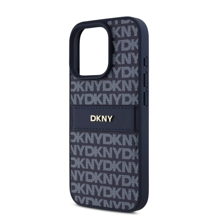 Husa iPhone 14 Pro, DKNY PU Leather Repeat Pattern Tonal Stripe, Blue [4]