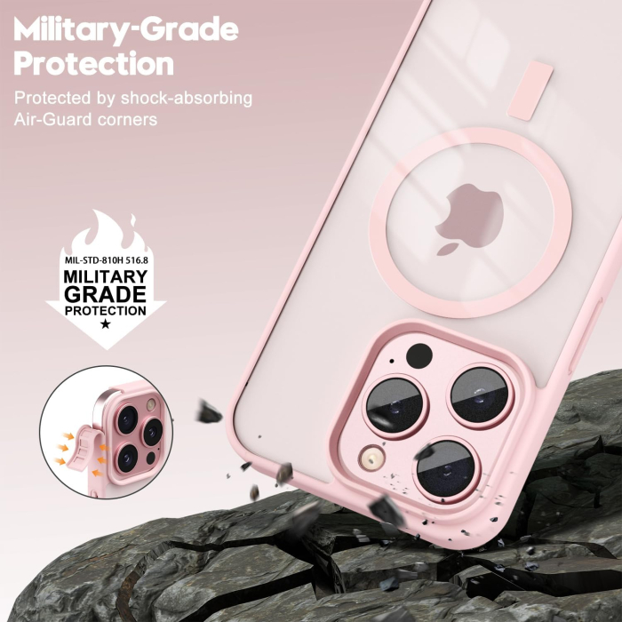 Husa iPhone 15 Pro, Crystal Clear MagSafe, Pink [3]