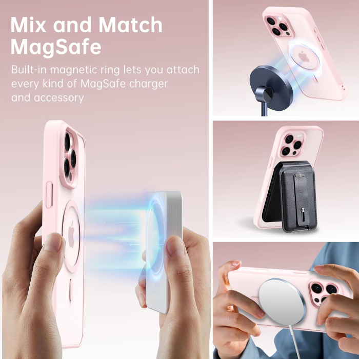 Husa iPhone 16 Pro, Crystal Clear MagSafe, Pink [4]
