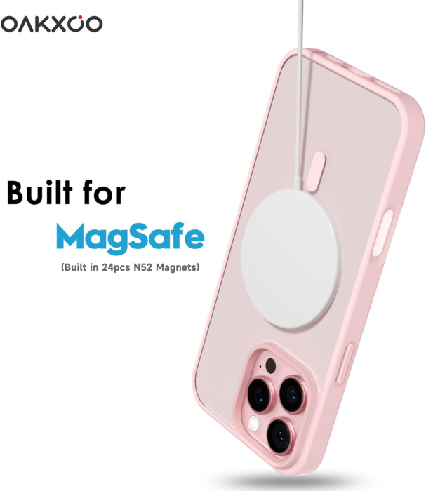 Husa iPhone 16 Pro Max, Crystal Clear MagSafe, Pink [5]
