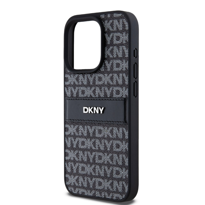 Husa iPhone 14 Pro Max, DKNY PU Leather Repeat Pattern Tonal Stripe, Black [4]