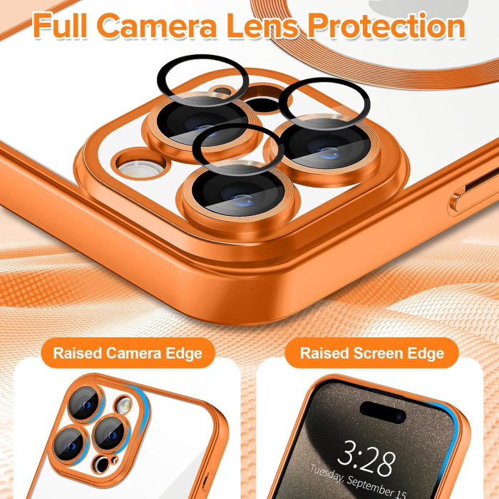 Husa iPhone 16 Pro, Luxury MagSafe Anti-Shock cu Protectie Lentile Camera, Cosmic Orange [4]