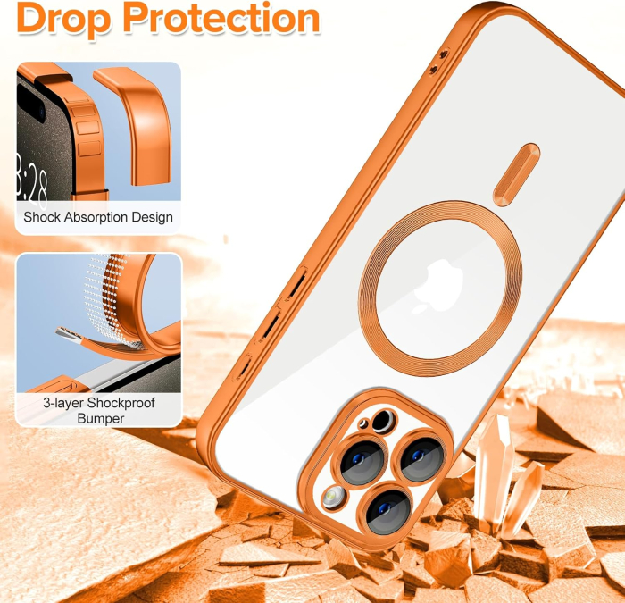 Husa iPhone 16 Pro, Luxury MagSafe Anti-Shock cu Protectie Lentile Camera, Cosmic Orange [3]