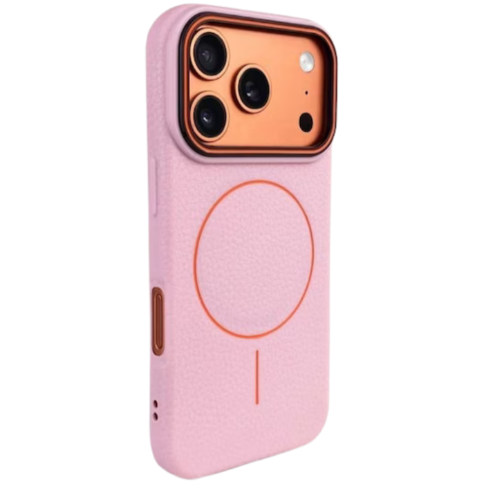 Husa iPhone 16 Pro Max, Silicon Texturat cu Protectie Interioara din Piele si MagSafe, Pink [2]