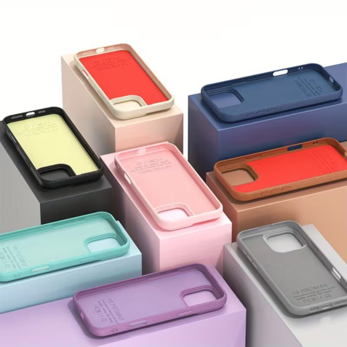 Husa iPhone 17 Air, Silicon Texturat cu Protectie Interioara din Piele si MagSafe, Albastra [5]