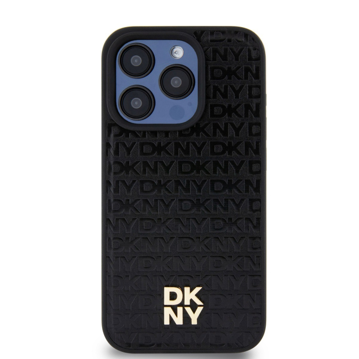 Husa iPhone 15 Pro, DKNY PU Leather Repeat Pattern Stack Logo MagSafe, Black [2]
