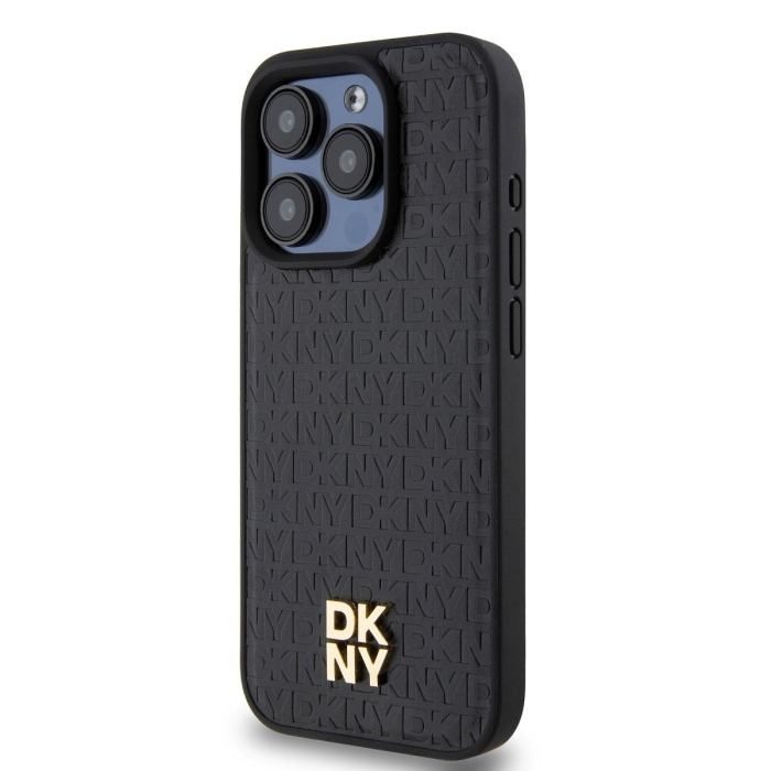 Husa iPhone 15 Pro, DKNY PU Leather Repeat Pattern Stack Logo MagSafe, Black [3]