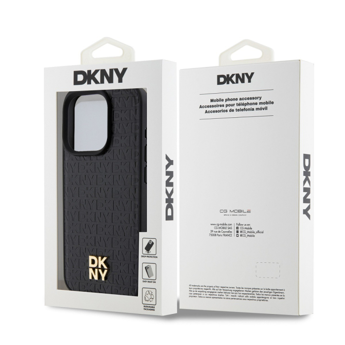 Husa iPhone 15 Pro, DKNY PU Leather Repeat Pattern Stack Logo MagSafe, Black [6]