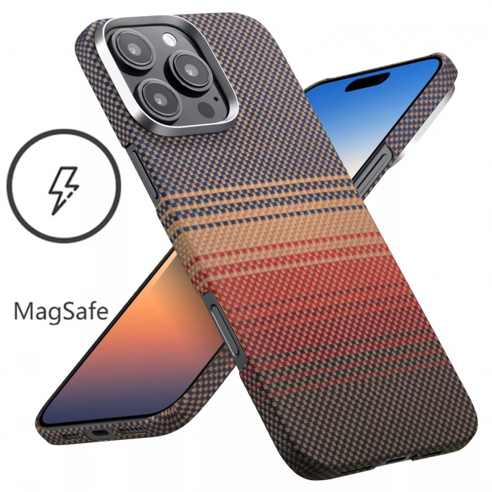 Husa iPhone 16 Pro Max, Kevlar Aramid Fiber with MagSafe, Orange Sunset [2]