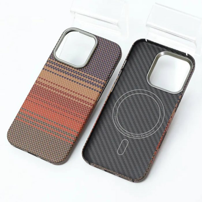 Husa iPhone 15 Pro Max, Kevlar Aramid Fiber with MagSafe, Orange Sunset [4]