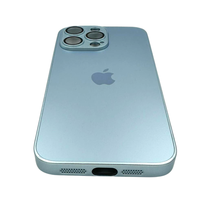 Husa iPhone 15 Pro Max, AG Glass MagSafe, Sticla si Silicon cu Protectie Lentile Camera, Baby Blue - Mat [4]