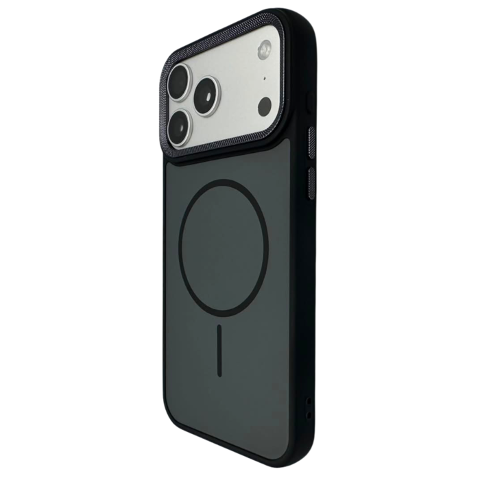 Husa iPhone 16, Anti-Slip Silicone Frame, Hard Back MagSafe, Dur Aluminium frame Camera Protection, Black [3]