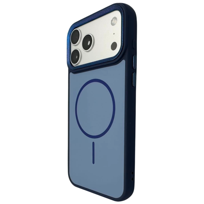 Husa iPhone 16, Anti-Slip Silicone Frame, Hard Back MagSafe, Dur Aluminium frame Camera Protection, Blue [3]