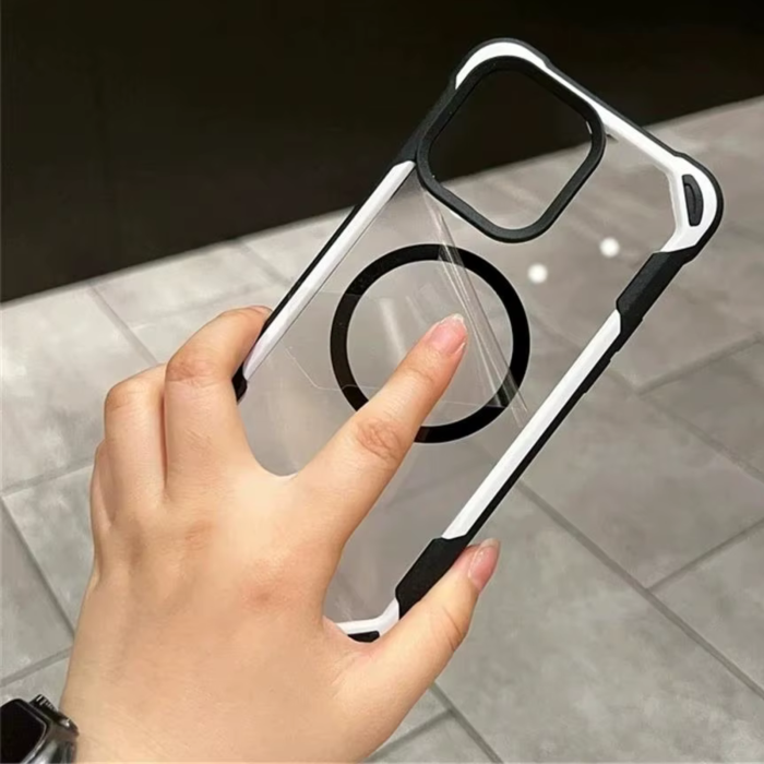 Husa iPhone 16, Bumper MagSafe Shockproof, Black-White [5]