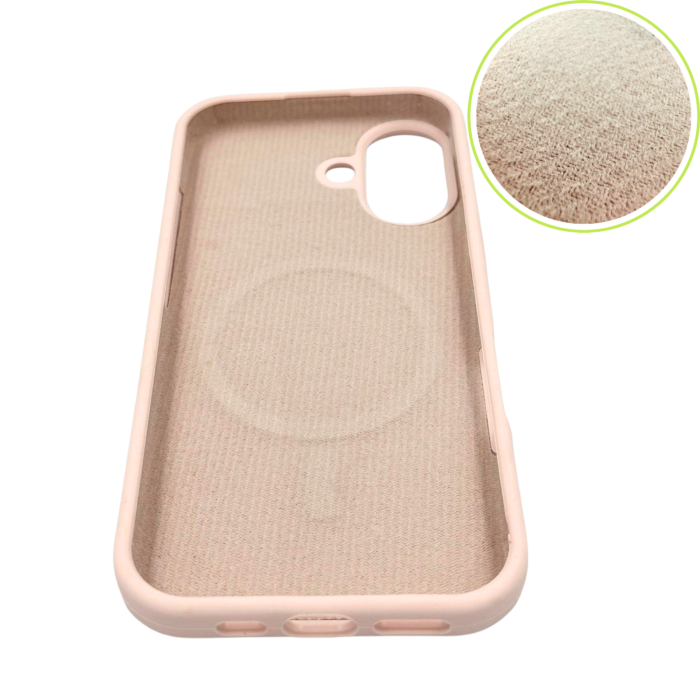 Husa iPhone 16 din Silicon cu Microfibra la Interior si MagSafe, Pink [3]