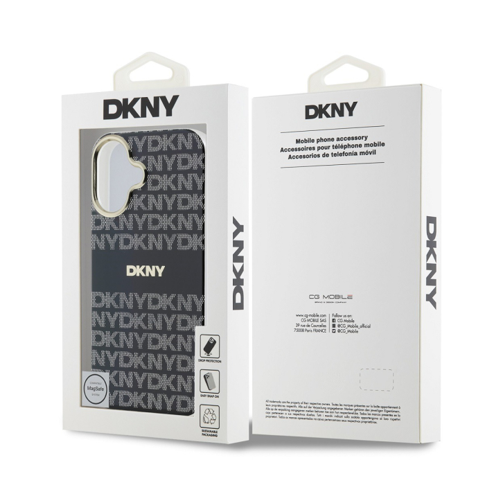 Husa iPhone 16, DKNY PC/TPU Repeat Pattern Tonal Stripe Magsafe, Black [5]