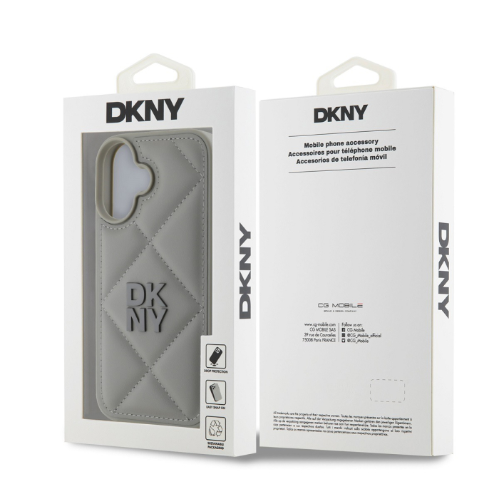Husa iPhone 16, DKNY PU Leather Quilted Stack, Grey [5]