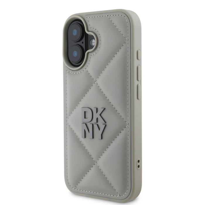 Husa iPhone 16, DKNY PU Leather Quilted Stack, Grey [3]