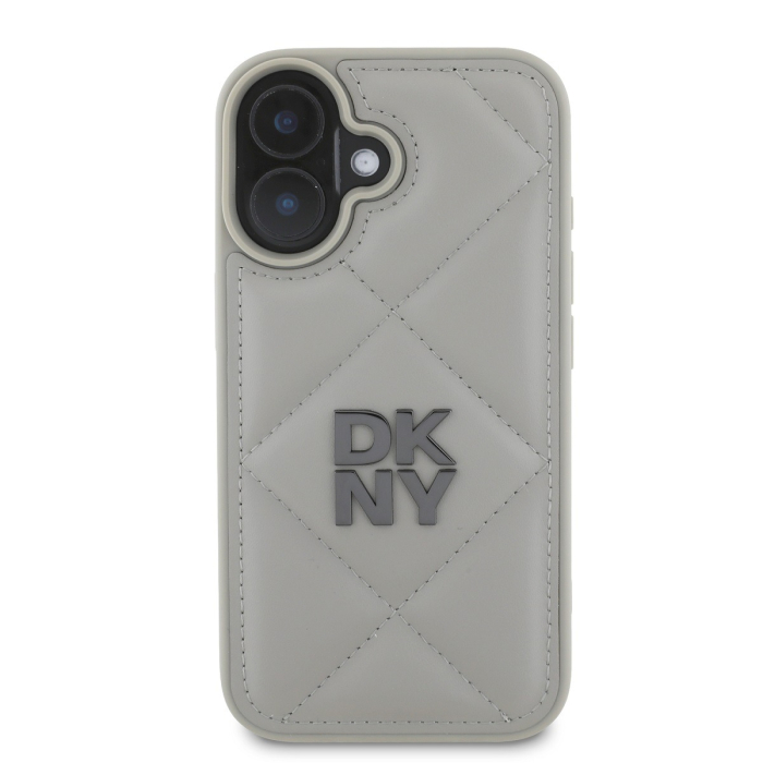 Husa iPhone 16, DKNY PU Leather Quilted Stack, Grey [2]