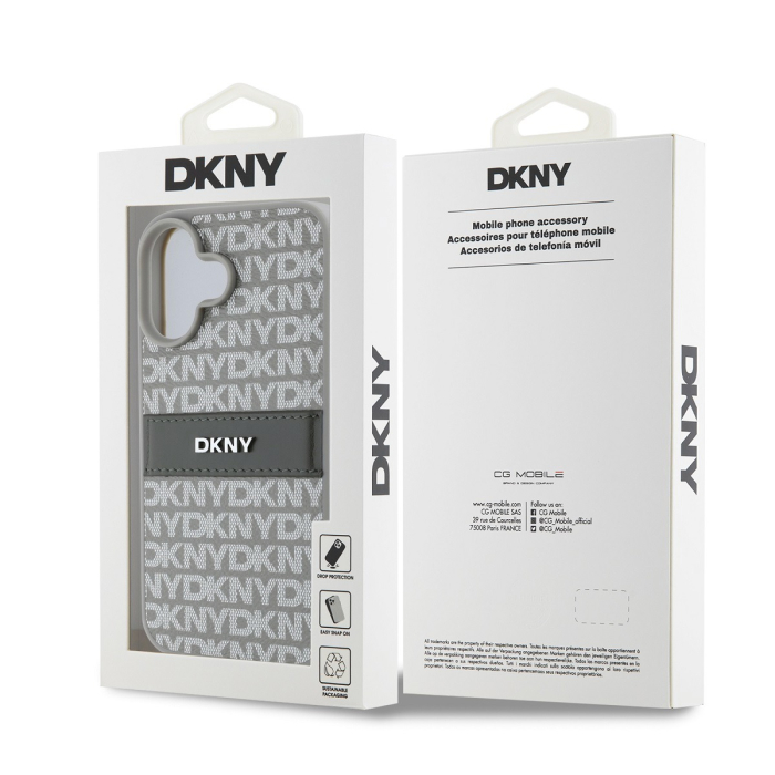 Husa iPhone 16, DKNY PU Leather Repeat Pattern Tonal Stripe, Beige [6]