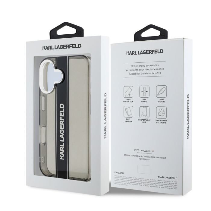 Husa iPhone 16, Karl Lagerfeld IML Stripe, Black [6]
