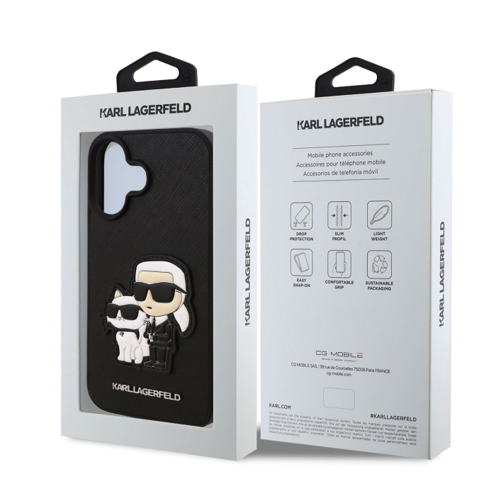 Husa iPhone 16, Karl Lagerfeld PU Saffiano Karl and Choupette, Black [5]